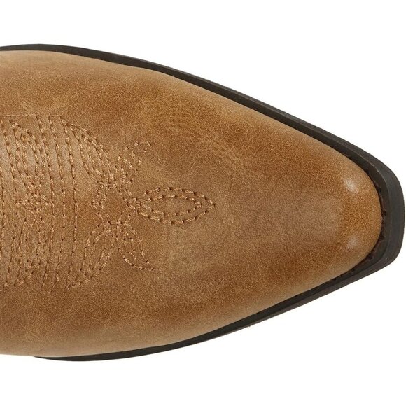 🆕Tan Faux Leather Wide Calf Cowgirl Cowboy Boots for Women Western Fashion Shoe - Picture 4 of 8